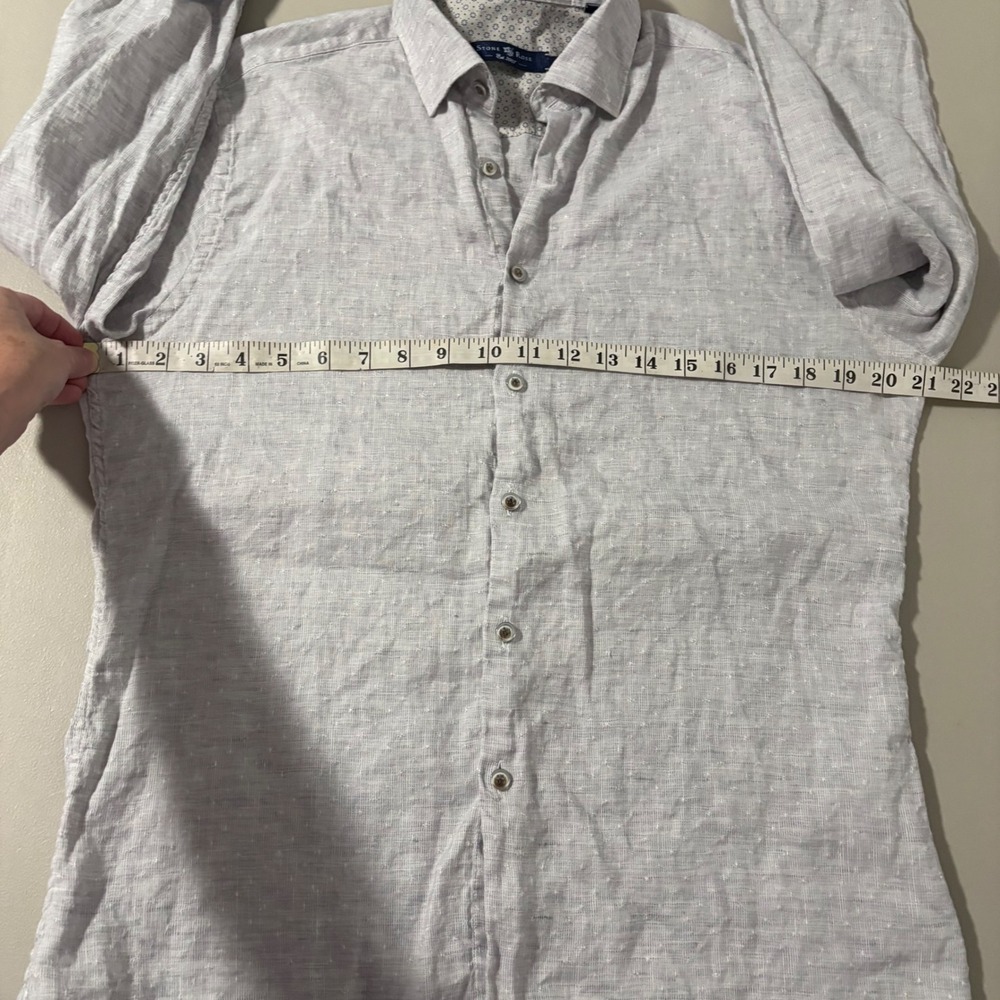 Stone Rose Mens Linen Blend Button Down Shirt Gray Size Small (2 )Long Sleeve - Picture 5 of 13